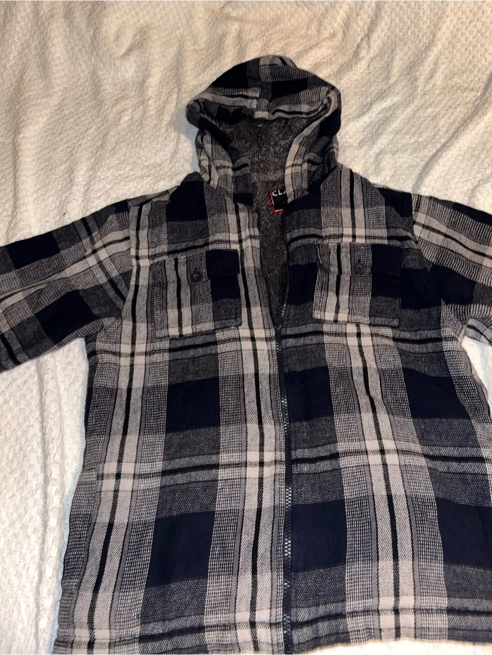 Classic Hooded Plaid Field Jacket - Black & Gray
